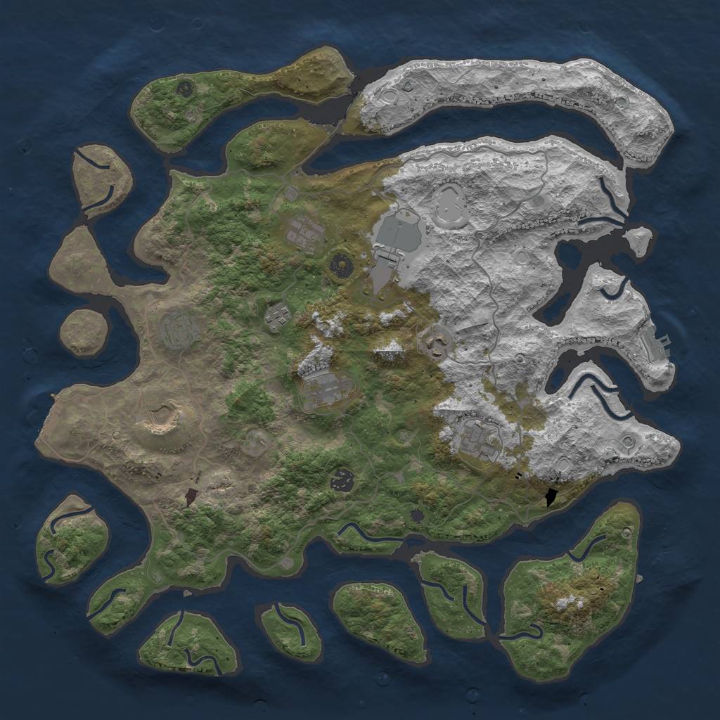Rust Map: Procedural Map, Size: 4500, Seed: 1305858830, 17 Monuments