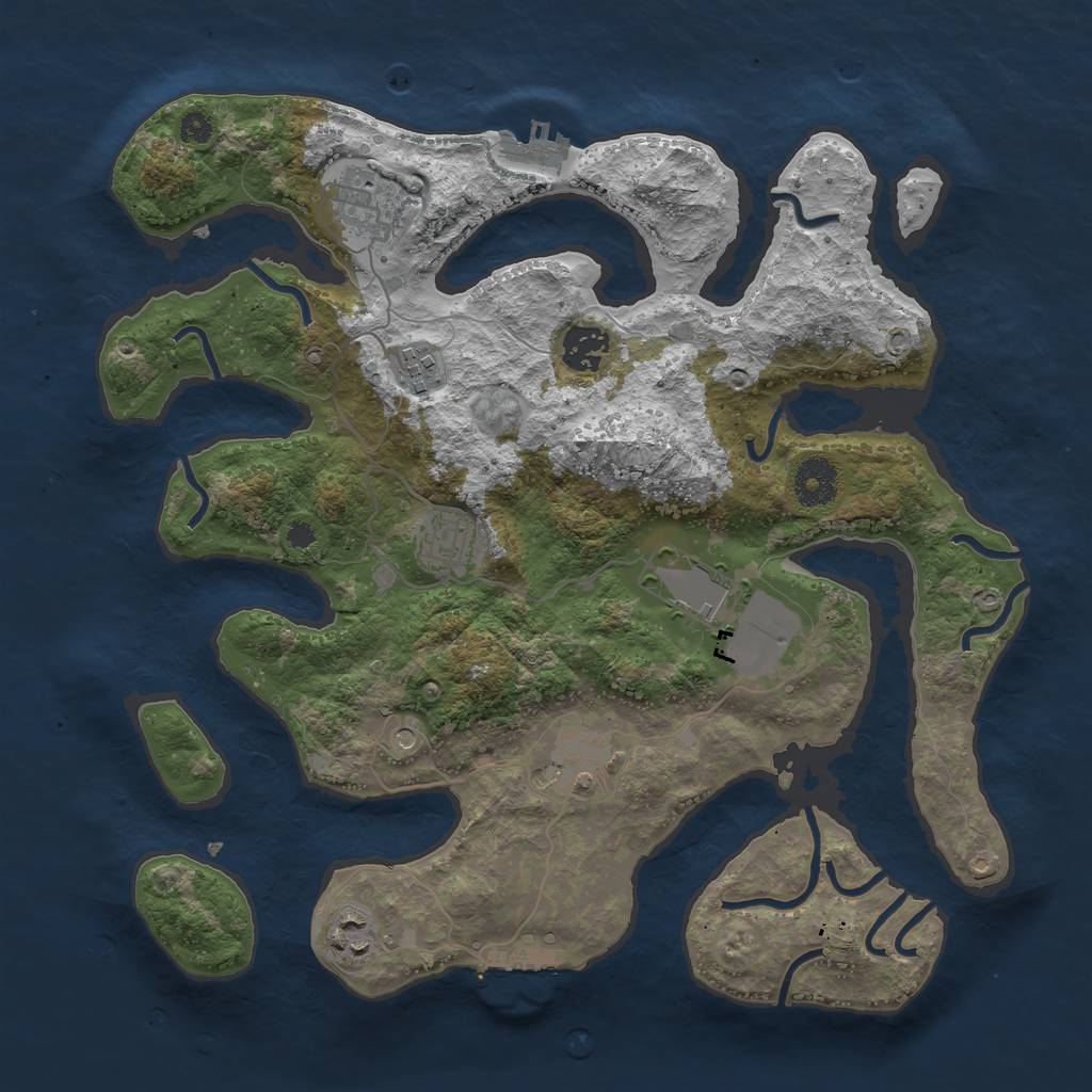 Rust Map: Procedural Map, Size: 3500, Seed: 402056654, 12 Monuments