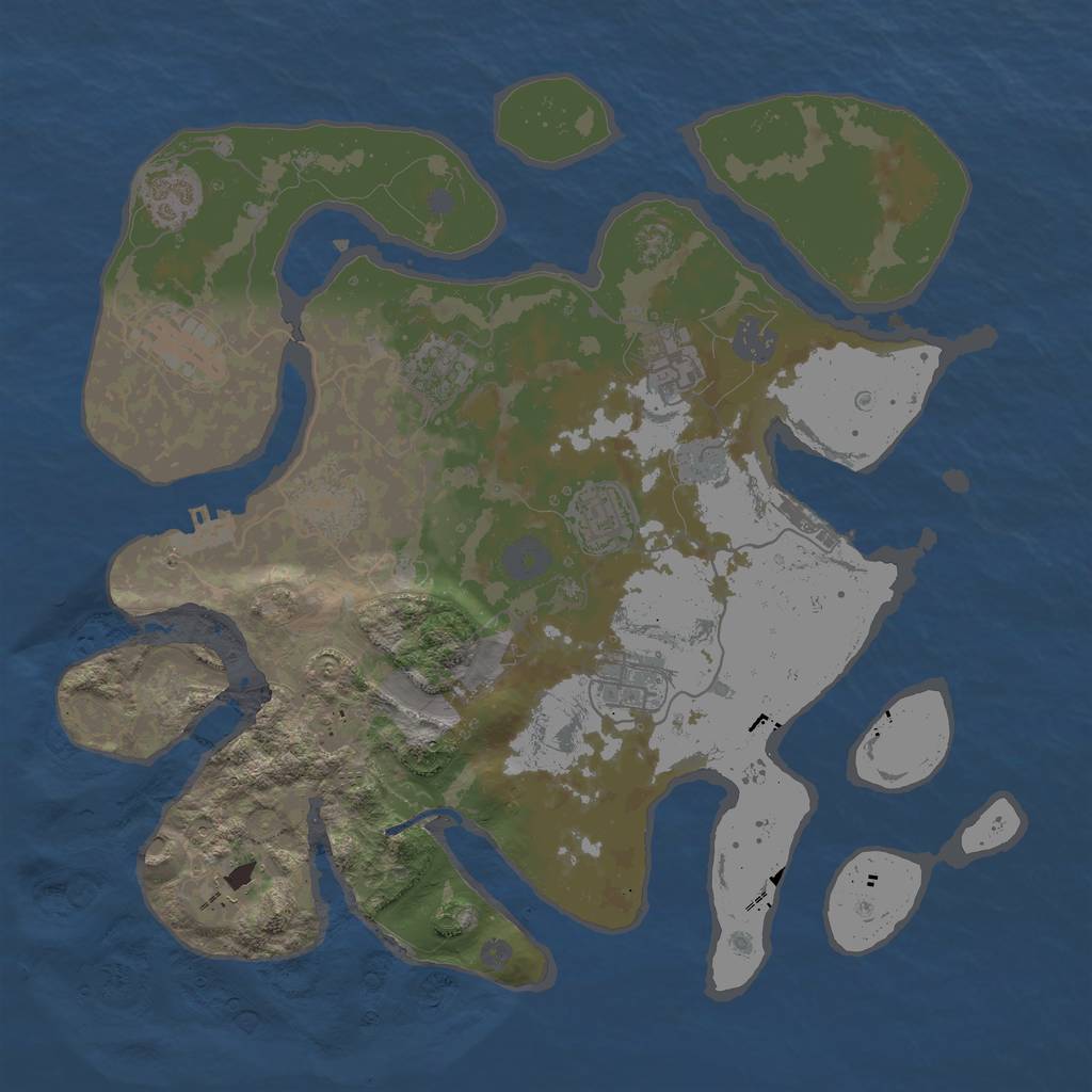 Rust Map: Procedural Map, Size: 3580, Seed: 28343891, 16 Monuments