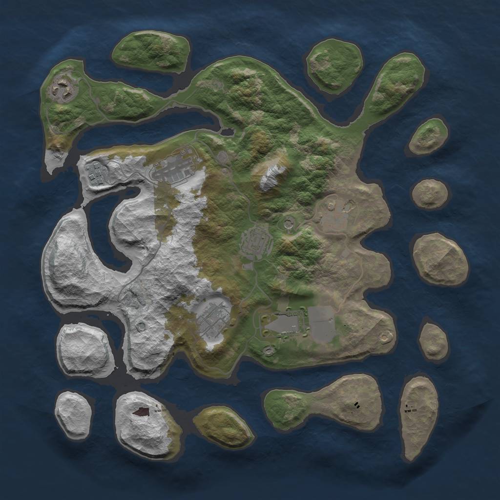 Rust Map: Barren, Size: 3500, Seed: 159, 10 Monuments