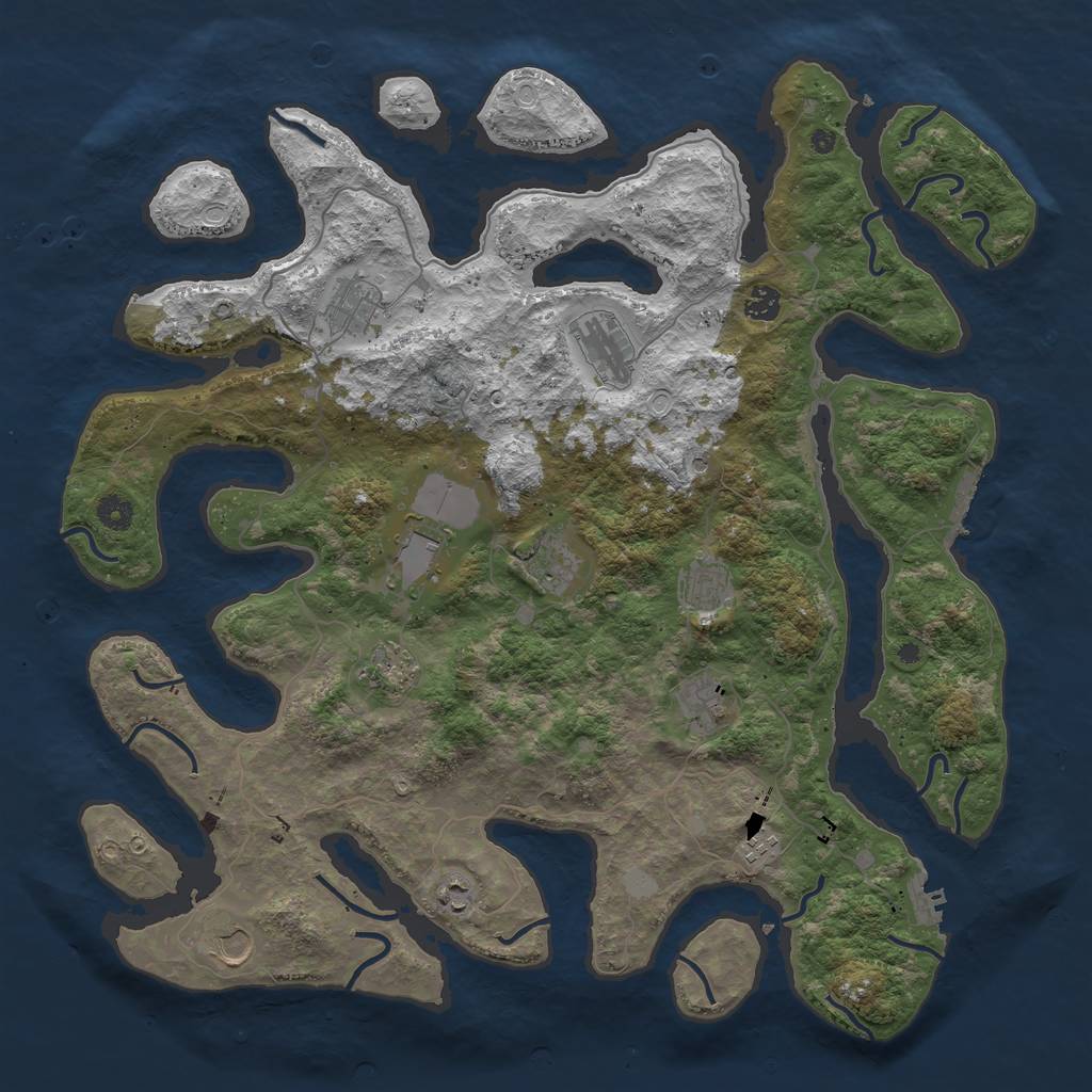Rust Map: Procedural Map, Size: 4500, Seed: 123151, 19 Monuments