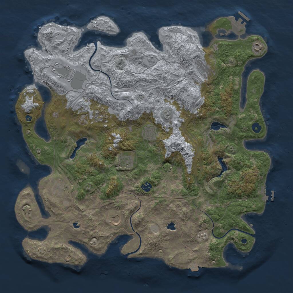 Rust Map: Procedural Map, Size: 4500, Seed: 1064555449, 16 Monuments