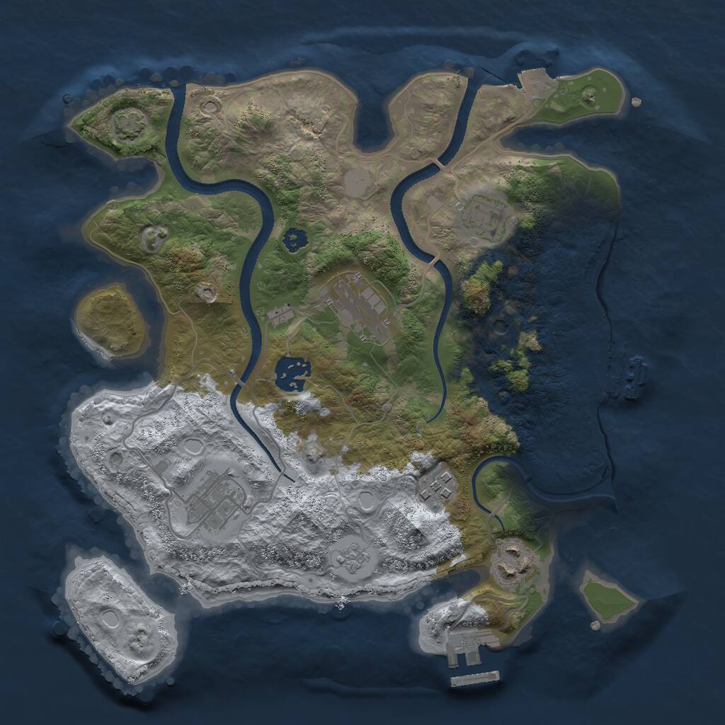 Rust Map: Procedural Map, Size: 3000, Seed: 1875608983, 12 Monuments