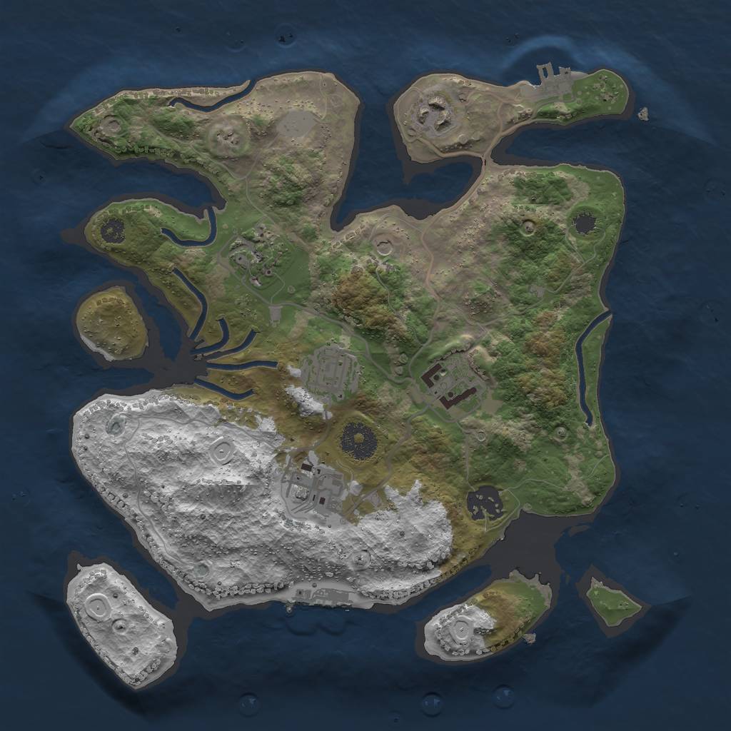 Rust Map: Procedural Map, Size: 3000, Seed: 1875608983, 14 Monuments