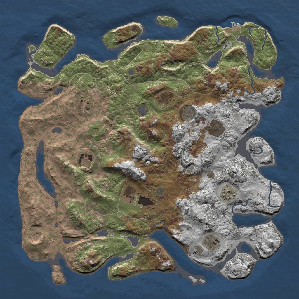 Rust Map: Procedural Map, Size: 4500, Seed: 2067673492, 16 Monuments