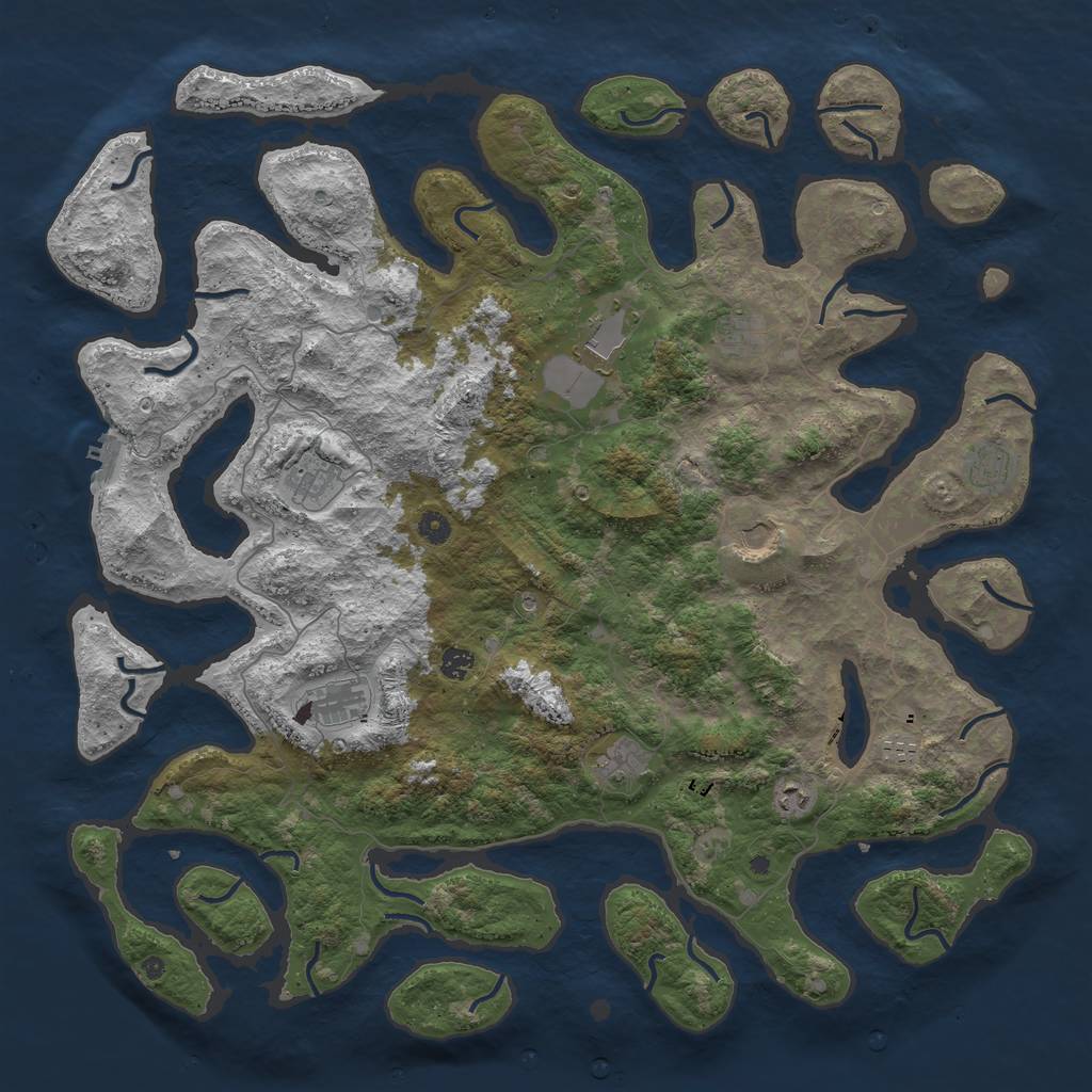 Rust Map: Procedural Map, Size: 5000, Seed: 479281386, 14 Monuments