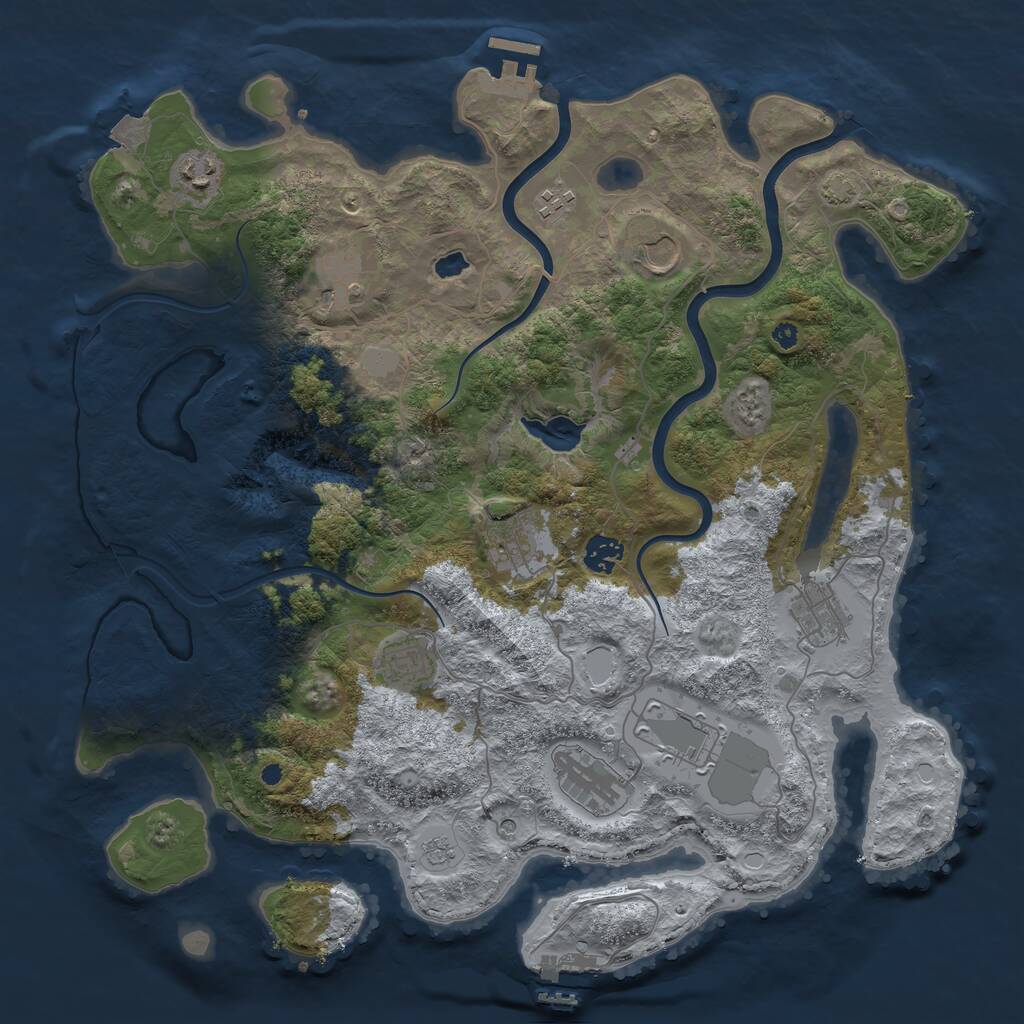 Rust Map: Procedural Map, Size: 4000, Seed: 20201001, 16 Monuments