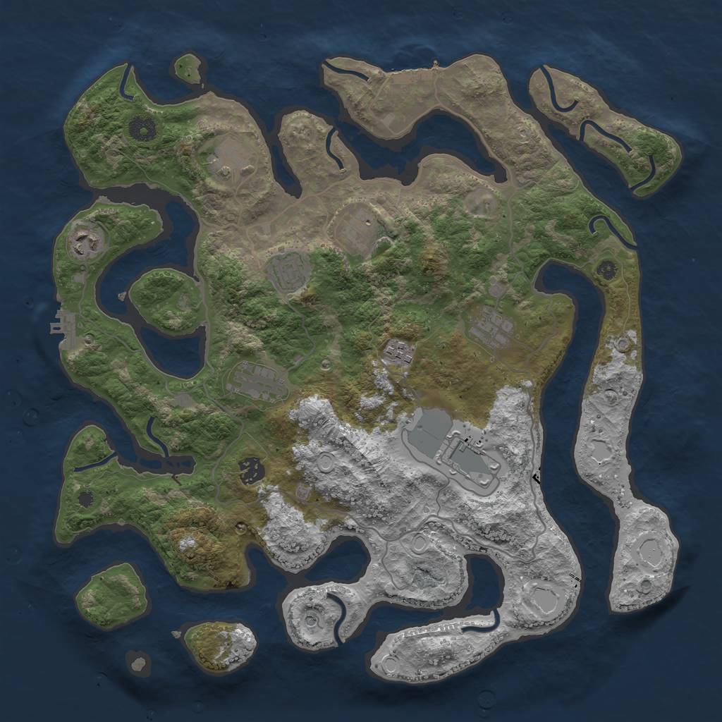 Rust Map: Procedural Map, Size: 4000, Seed: 20201001, 17 Monuments