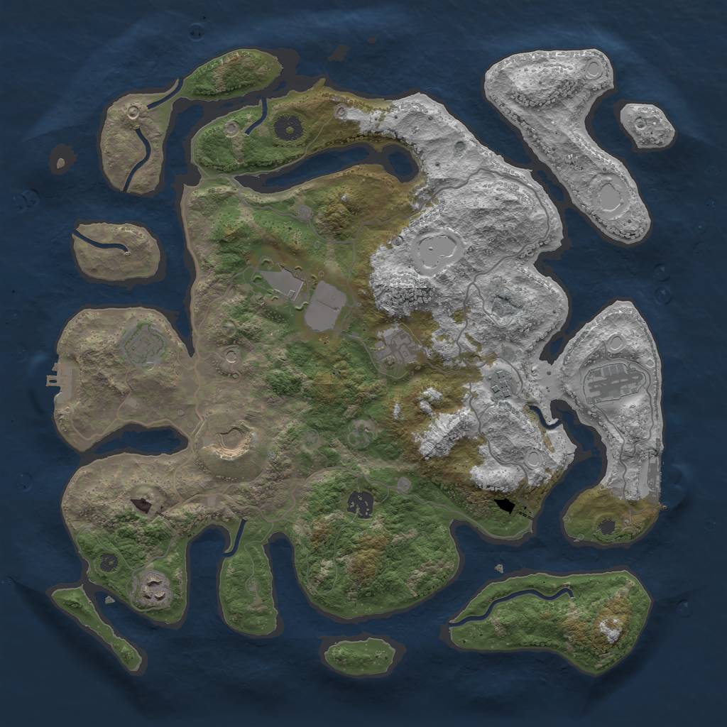 Rust Map: Procedural Map, Size: 4000, Seed: 120405, 19 Monuments