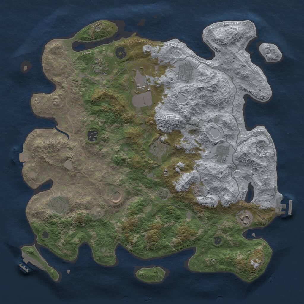 Rust Map: Procedural Map, Size: 4000, Seed: 120405, 16 Monuments