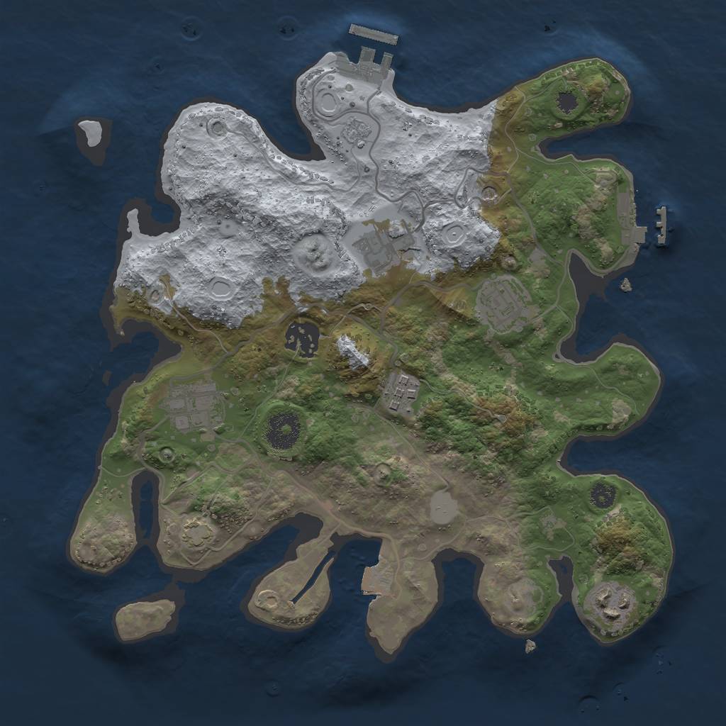 Rust Map: Procedural Map, Size: 3000, Seed: 71449145, 14 Monuments