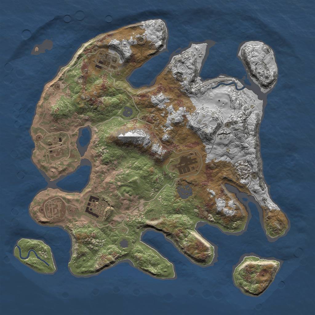Rust Map: Procedural Map, Size: 3200, Seed: 442494885, 10 Monuments