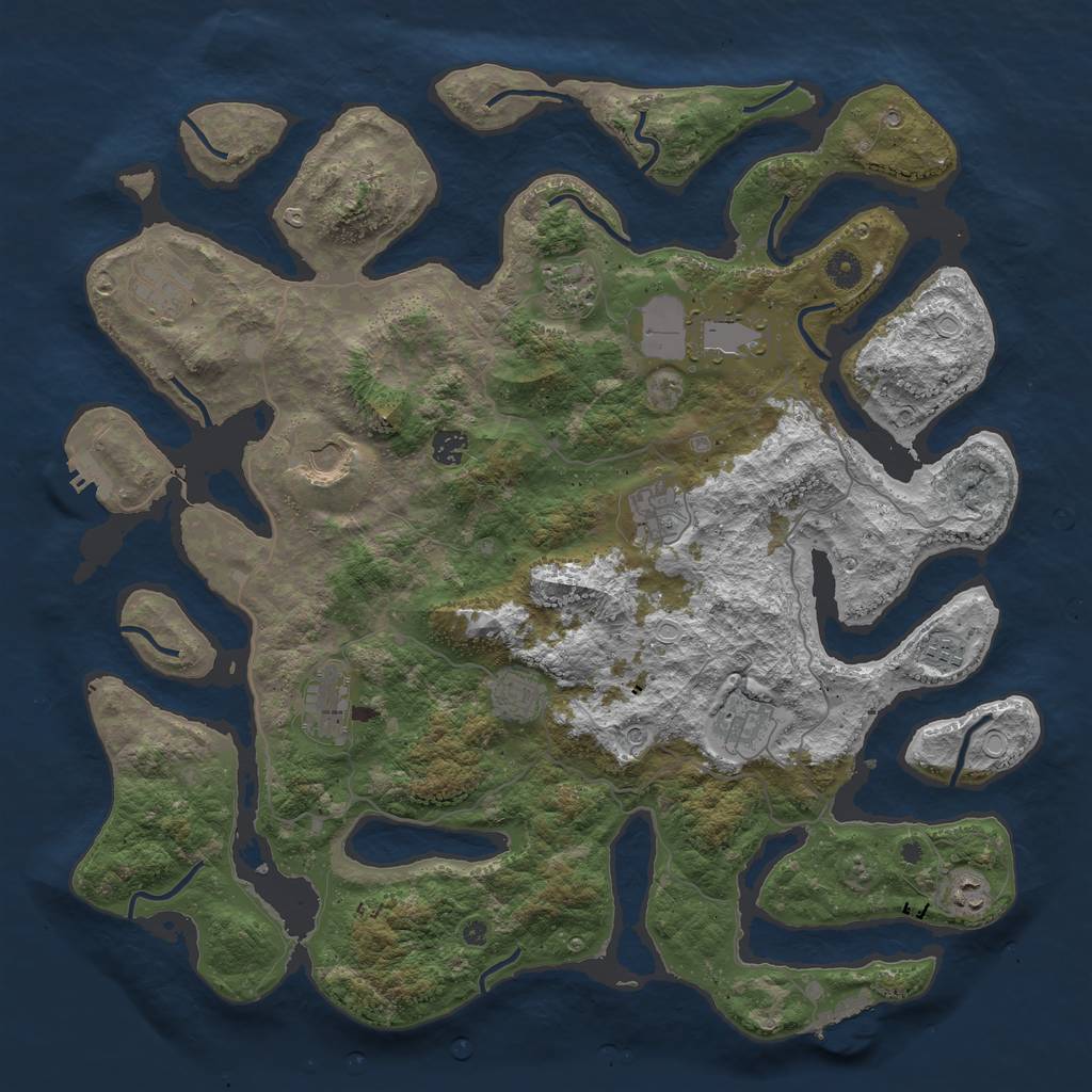 Rust Map: Procedural Map, Size: 4500, Seed: 740199902, 19 Monuments