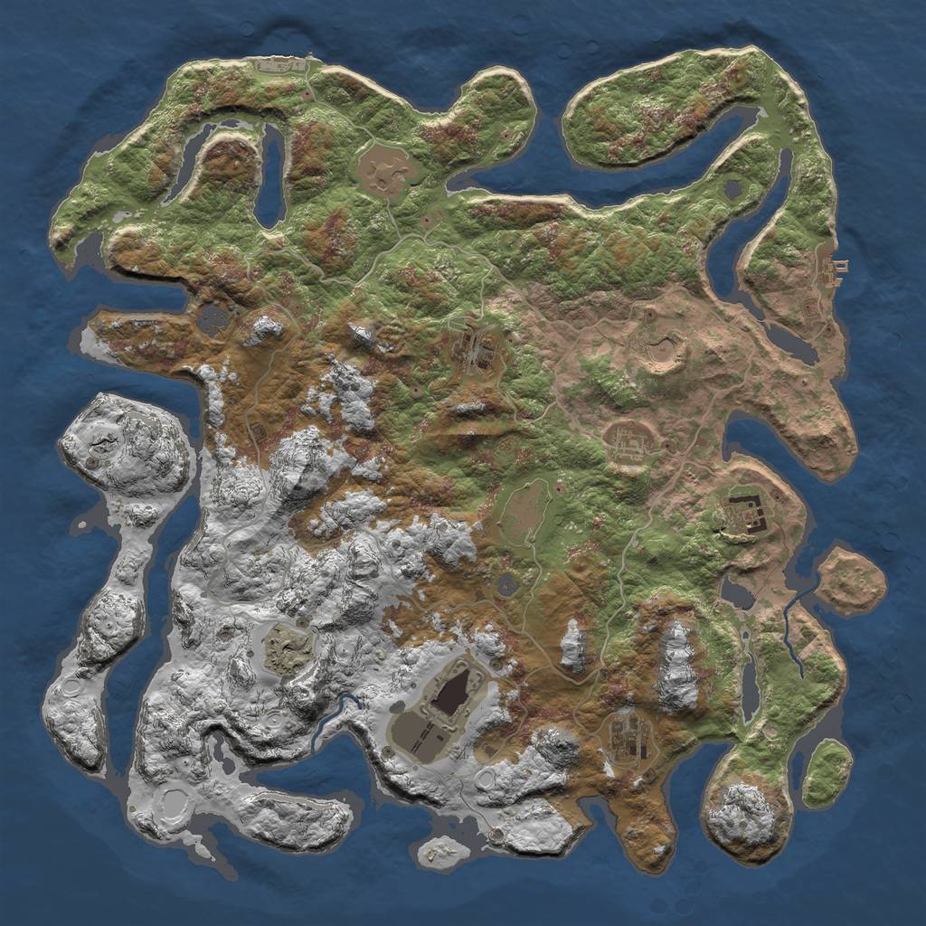 Rust Map: Procedural Map, Size: 4500, Seed: 612792879, 16 Monuments