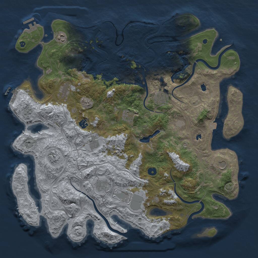 Rust Map: Procedural Map, Size: 4500, Seed: 612792879, 17 Monuments