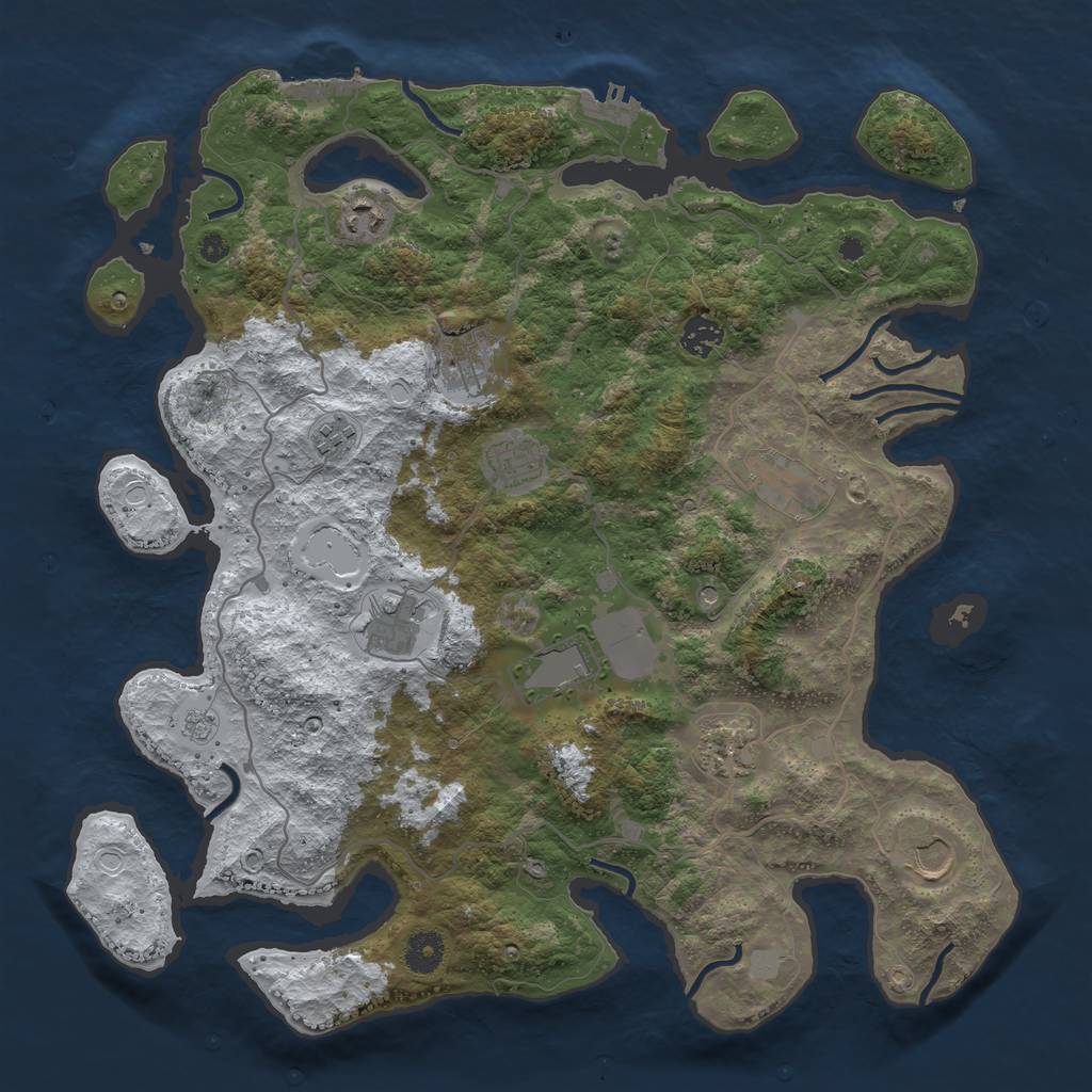 Rust Map: Procedural Map, Size: 4000, Seed: 1374572154, 19 Monuments