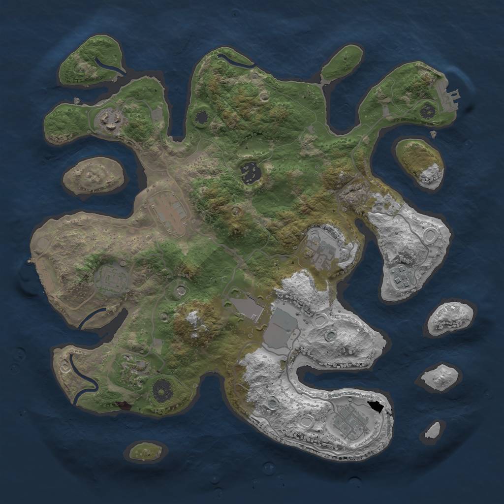 Rust Map: Procedural Map, Size: 3500, Seed: 746448405, 20 Monuments