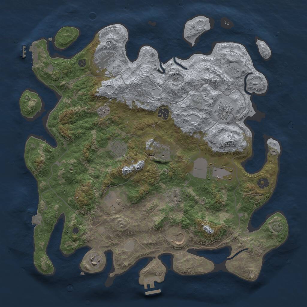 Rust Map: Procedural Map, Size: 4000, Seed: 569989253, 16 Monuments