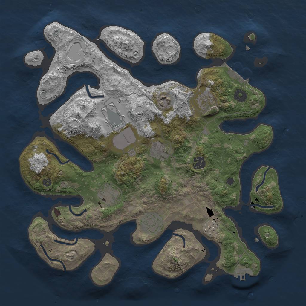 Rust Map: Procedural Map, Size: 3500, Seed: 15487934, 15 Monuments