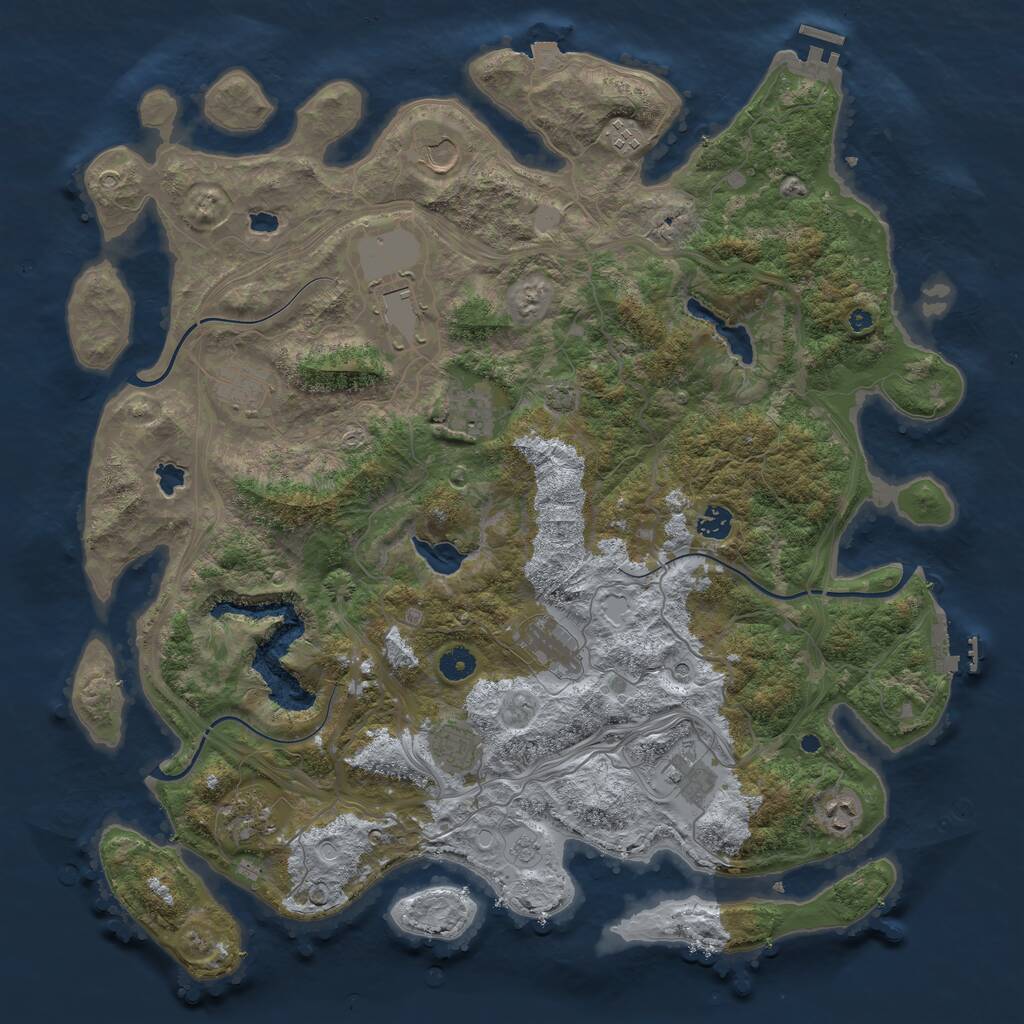 Rust Map: Procedural Map, Size: 4500, Seed: 267151625, 17 Monuments