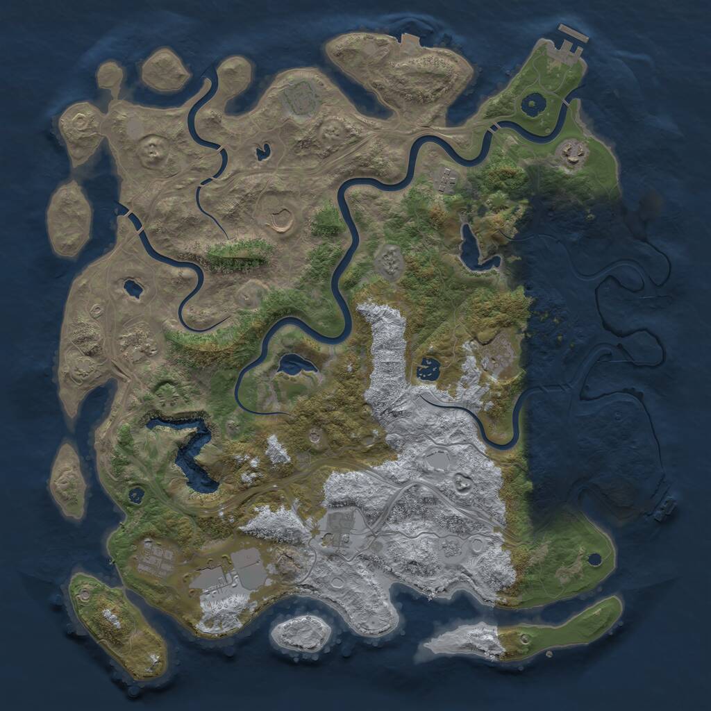 Rust Map: Procedural Map, Size: 4500, Seed: 267151625, 16 Monuments