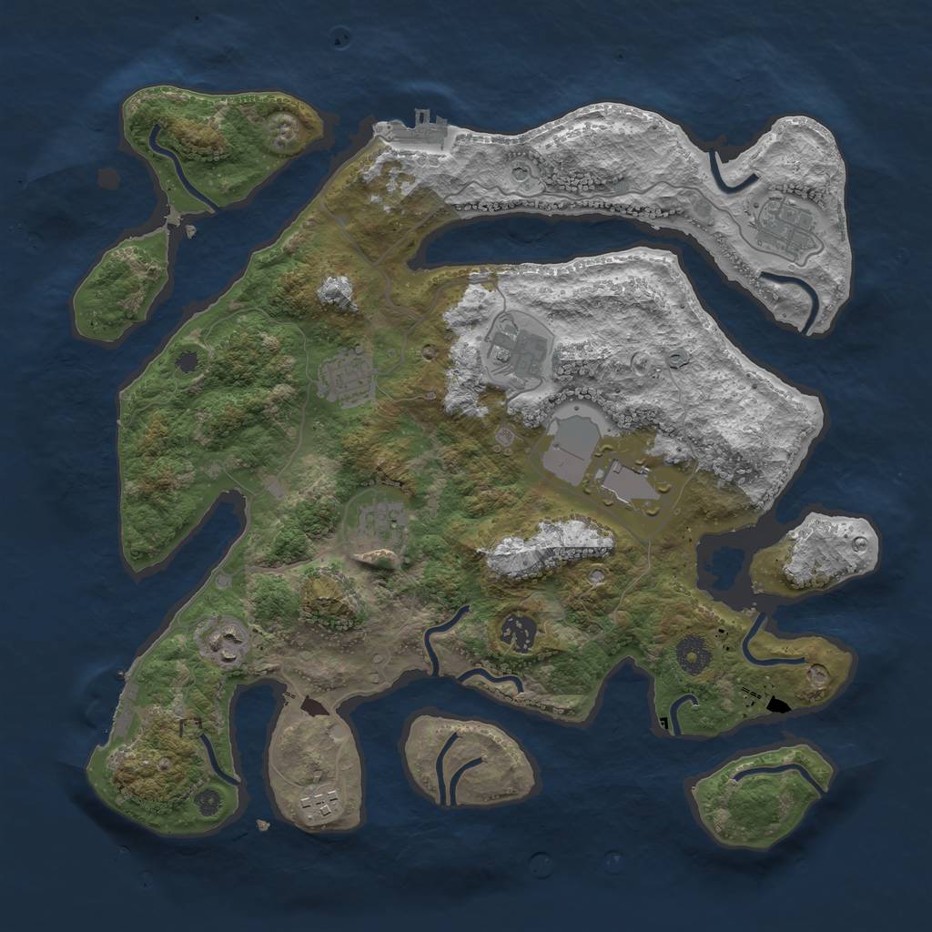 Rust Map: Procedural Map, Size: 3750, Seed: 255366488, 13 Monuments