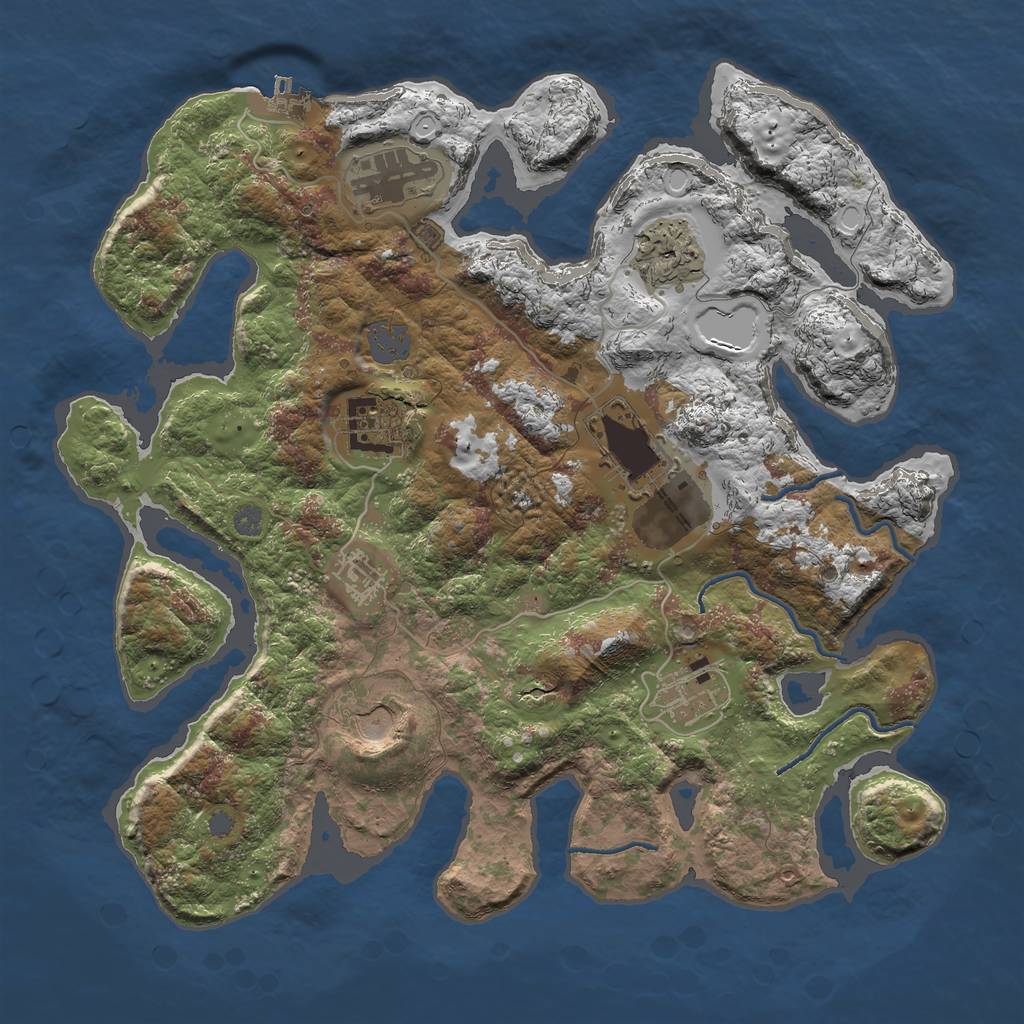 Rust Map: Procedural Map, Size: 3500, Seed: 939770909, 13 Monuments