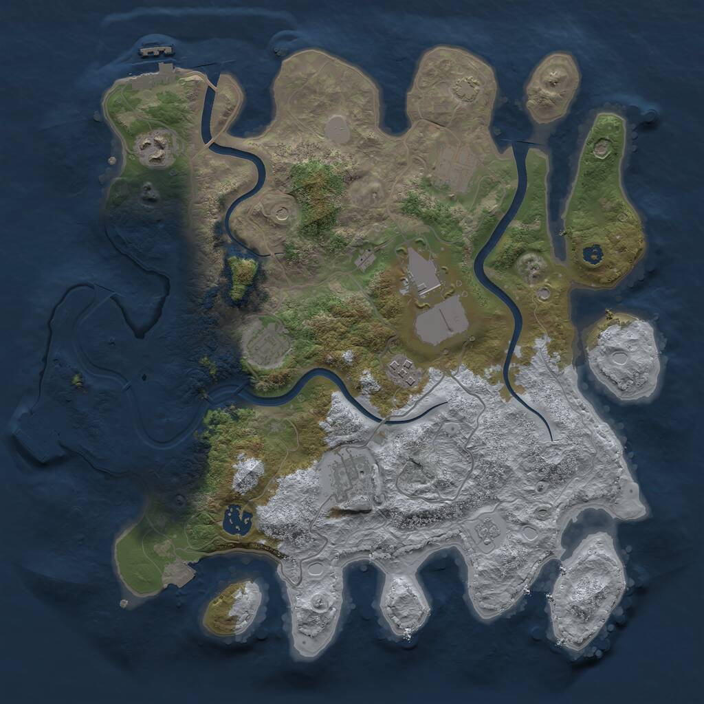 Rust Map: Procedural Map, Size: 3500, Seed: 599320, 13 Monuments