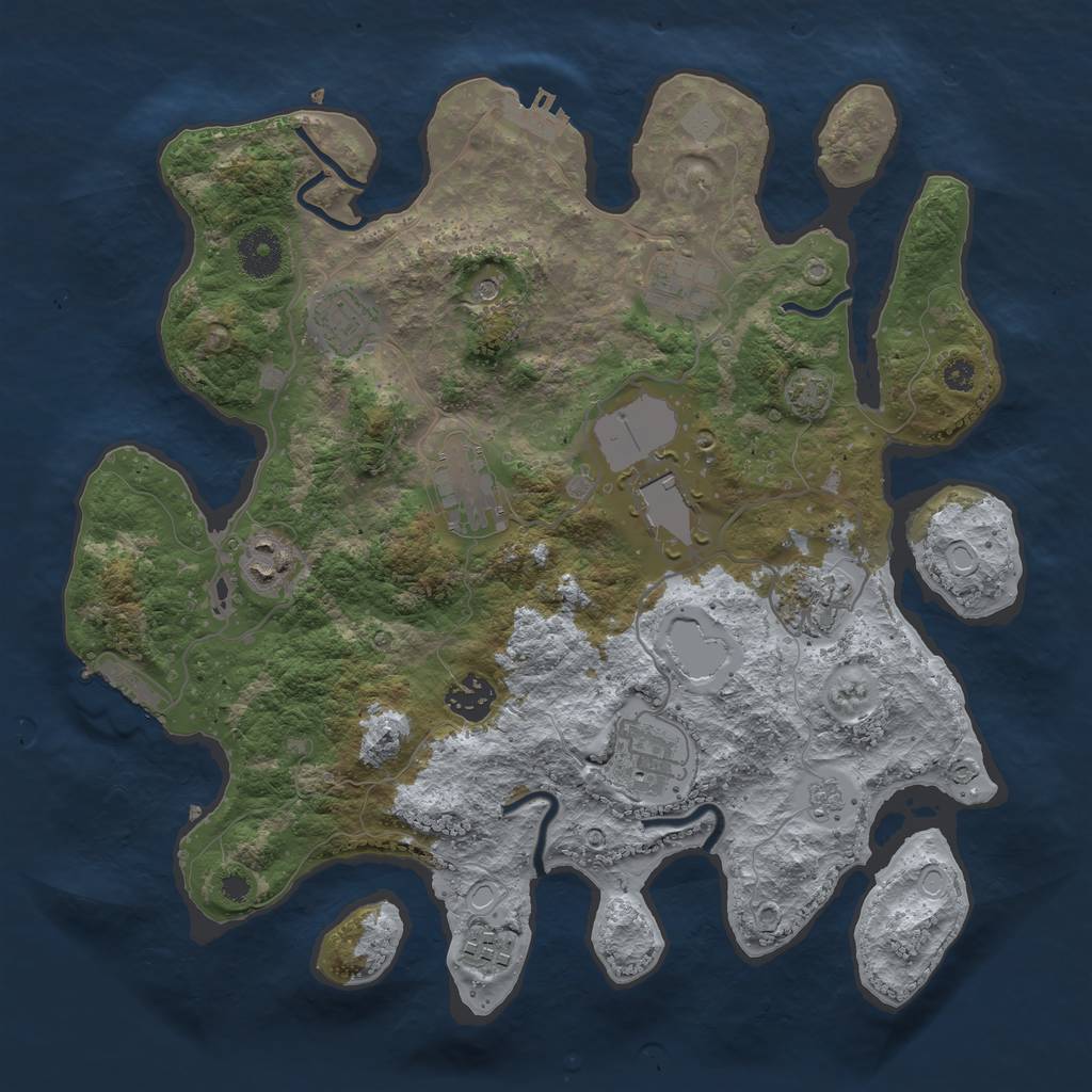 Rust Map: Procedural Map, Size: 3500, Seed: 599320, 17 Monuments