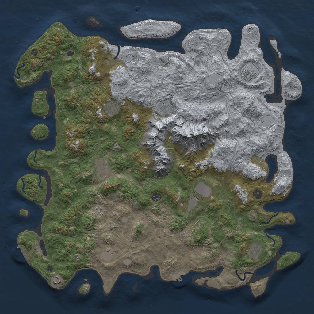 Rust Map: Procedural Map, Size: 5000, Seed: 1855927276, 19 Monuments