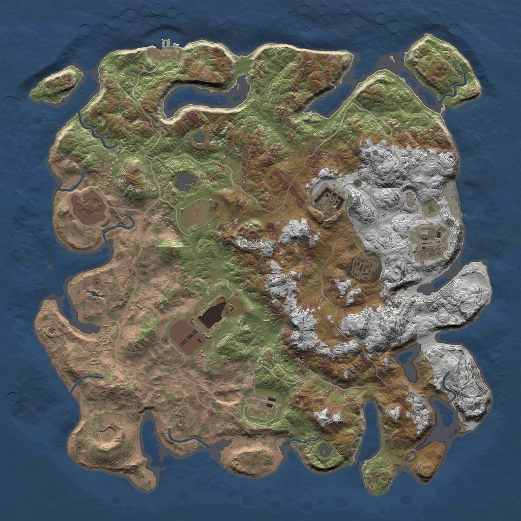 Rust Map: Procedural Map, Size: 4000, Seed: 9696, 15 Monuments