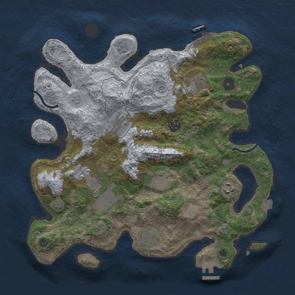 Rust Map: Procedural Map, Size: 3500, Seed: 387904759, 16 Monuments