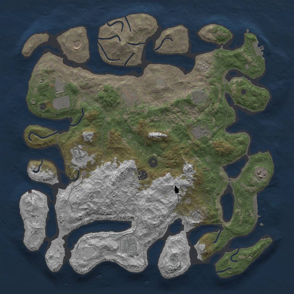 Rust Map: Procedural Map, Size: 4500, Seed: 314159265, 18 Monuments