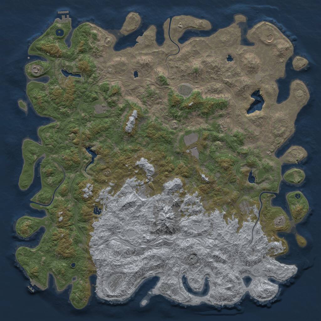 Rust Map: Procedural Map, Size: 6000, Seed: 55474860, 17 Monuments