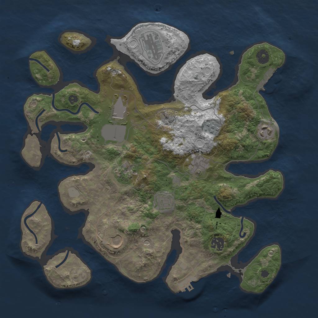 Rust Map: Procedural Map, Size: 3500, Seed: 1528, 17 Monuments