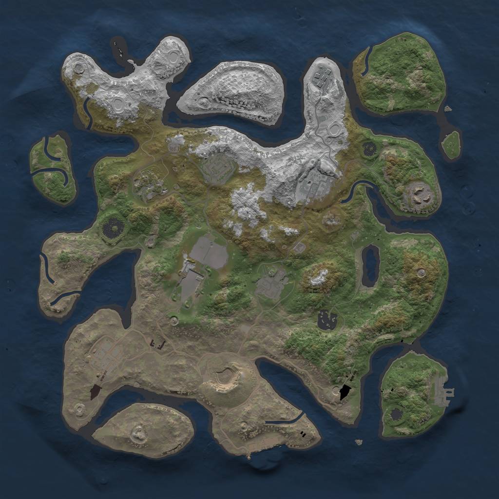 Rust Map: Procedural Map, Size: 3600, Seed: 69556, 18 Monuments