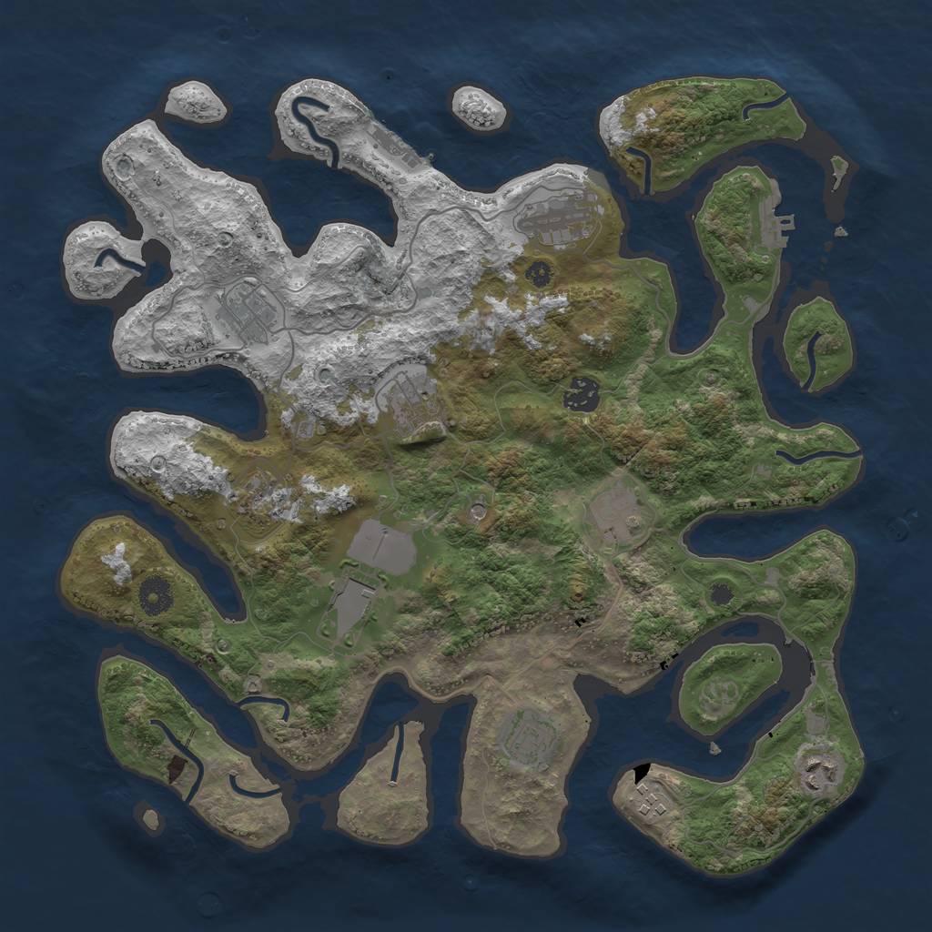 Rust Map: Procedural Map, Size: 3800, Seed: 204628942, 15 Monuments