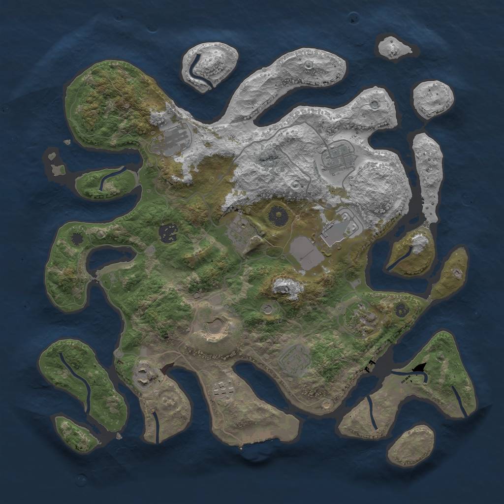 Rust Map: Procedural Map, Size: 3800, Seed: 3152, 14 Monuments