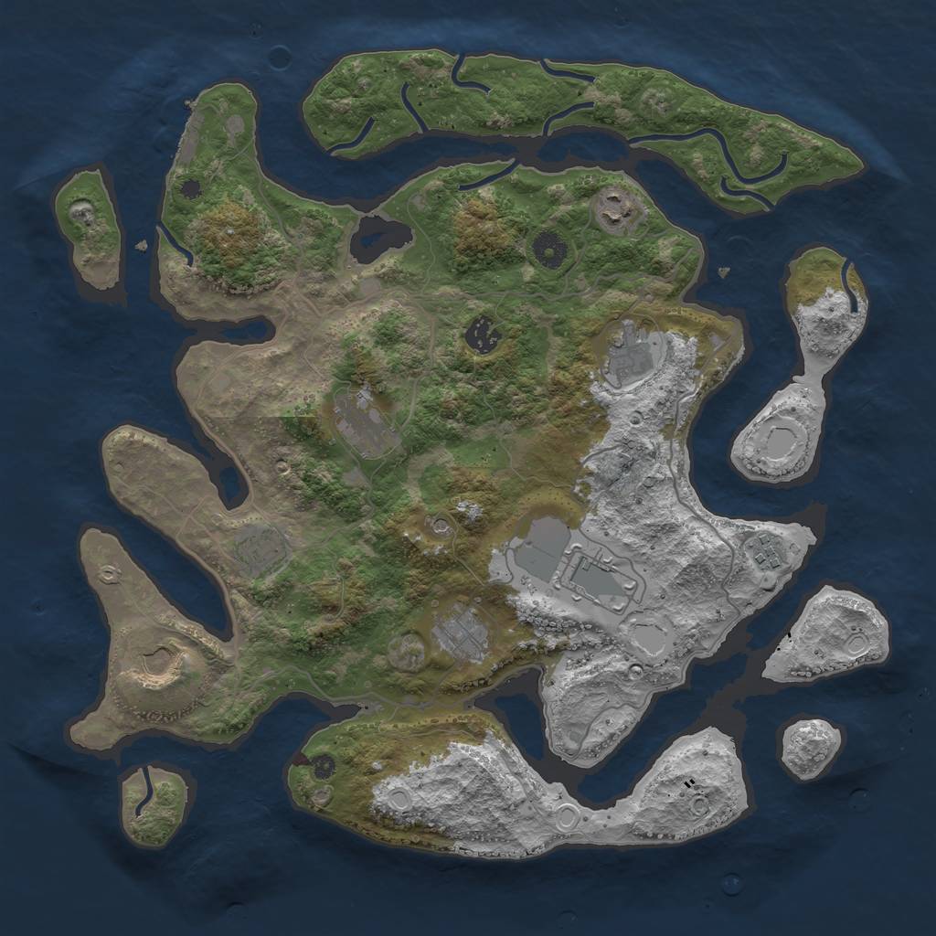 Rust Map: Procedural Map, Size: 4000, Seed: 1132, 16 Monuments