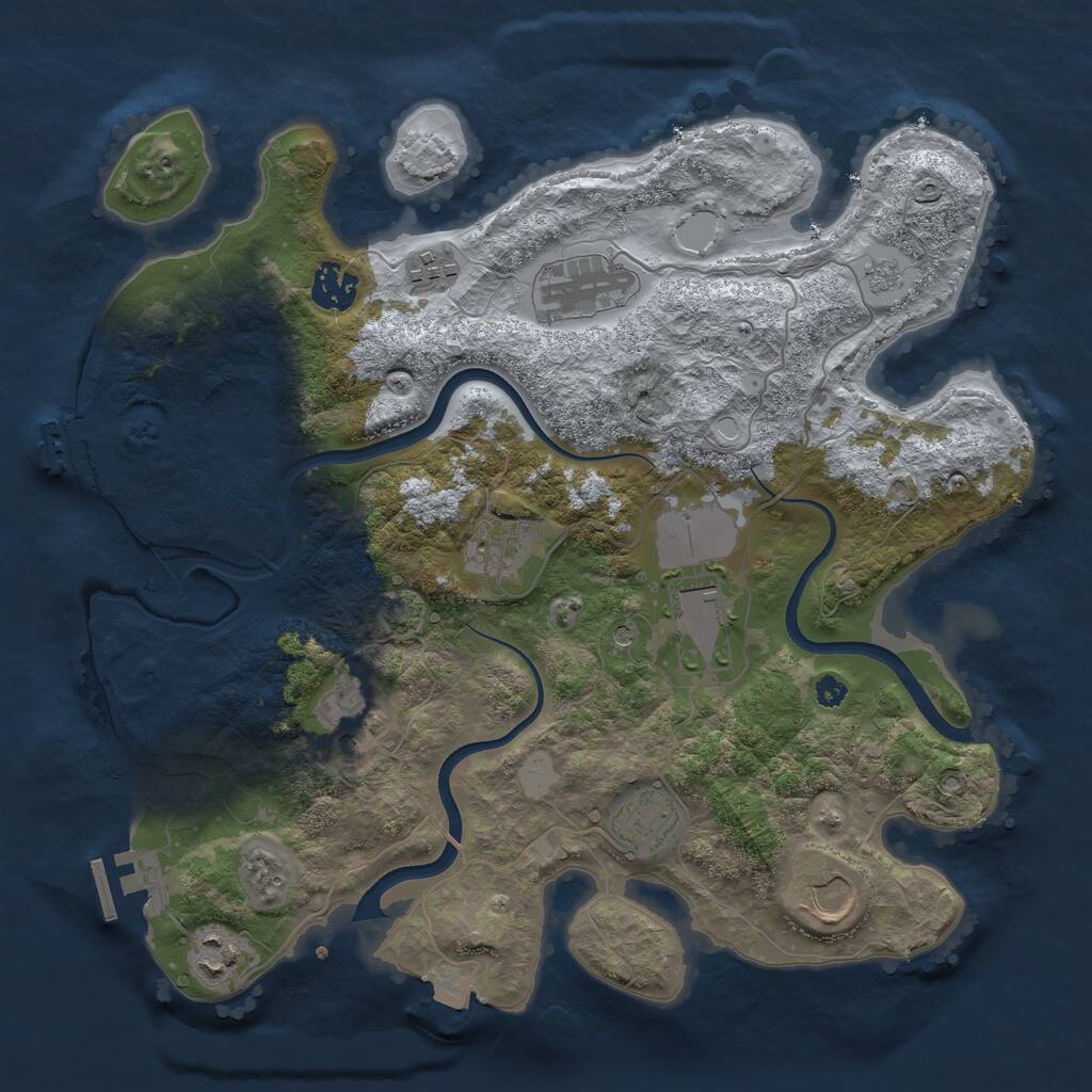 Rust Map: Procedural Map, Size: 3500, Seed: 1833137454, 15 Monuments