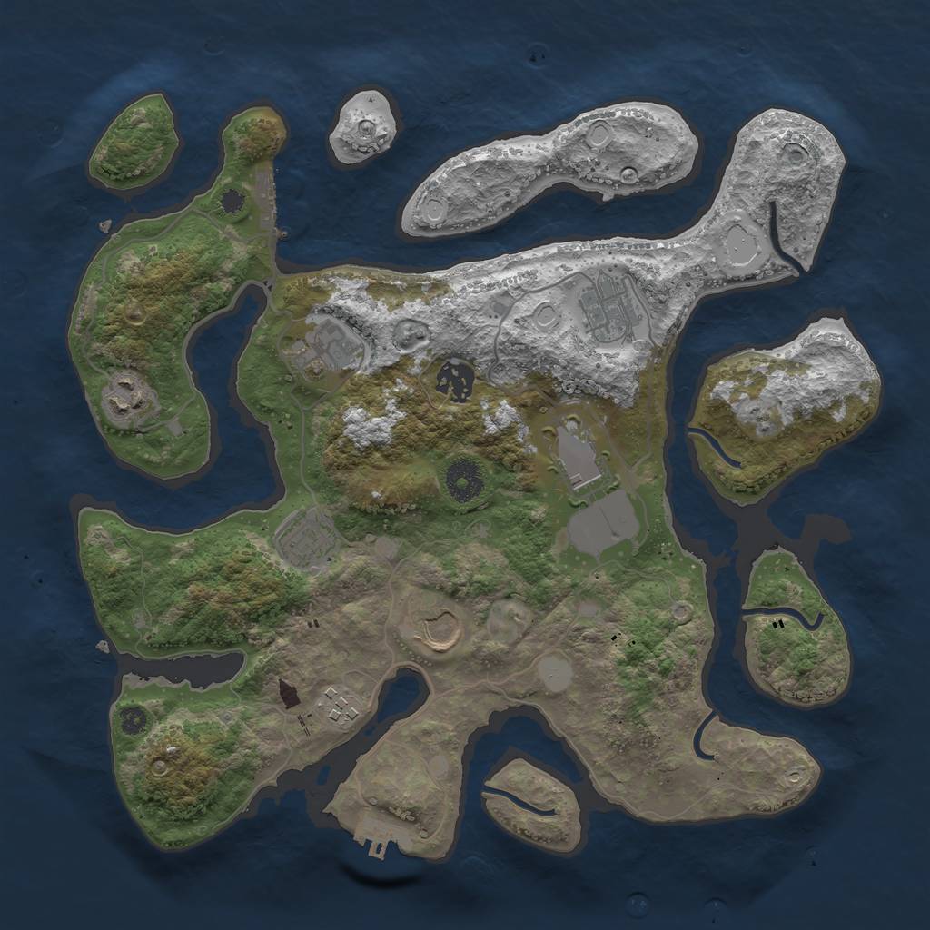 Rust Map: Procedural Map, Size: 3500, Seed: 1833137454, 15 Monuments