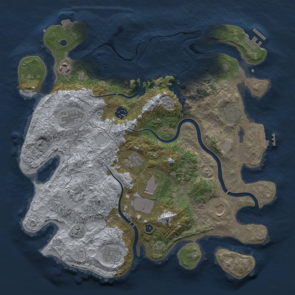 Rust Map: Procedural Map, Size: 3800, Seed: 350094605, 16 Monuments