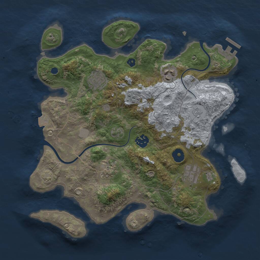 Rust Map: Procedural Map, Size: 3100, Seed: 36214751, 10 Monuments