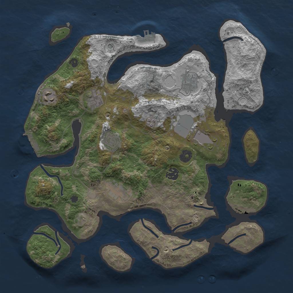 Rust Map: Procedural Map, Size: 3500, Seed: 847725, 16 Monuments