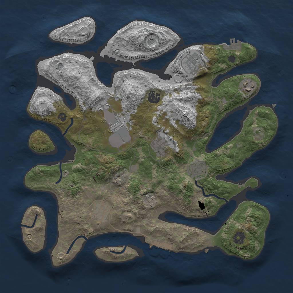 Rust Map: Procedural Map, Size: 3501, Seed: 57912, 19 Monuments