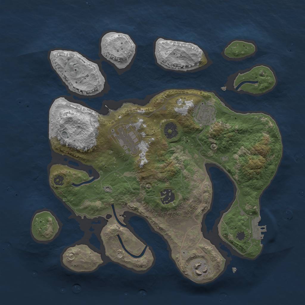 Rust Map: Procedural Map, Size: 3000, Seed: 120868060, 7 Monuments