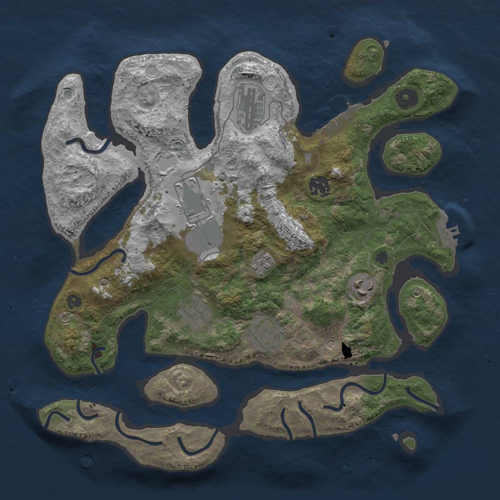 Rust Map: Procedural Map, Size: 3500, Seed: 39841, 15 Monuments