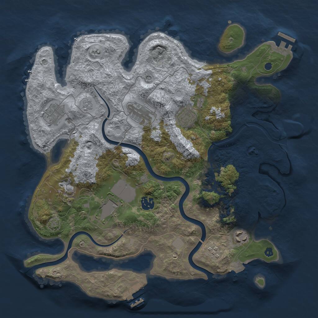 Rust Map: Procedural Map, Size: 3500, Seed: 39841, 14 Monuments