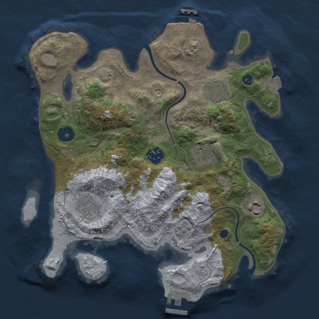 Rust Map: Procedural Map, Size: 3000, Seed: 2400374, 12 Monuments