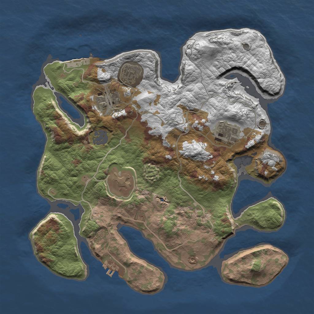 Rust Map: Barren, Size: 3000, Seed: 234567654, 11 Monuments